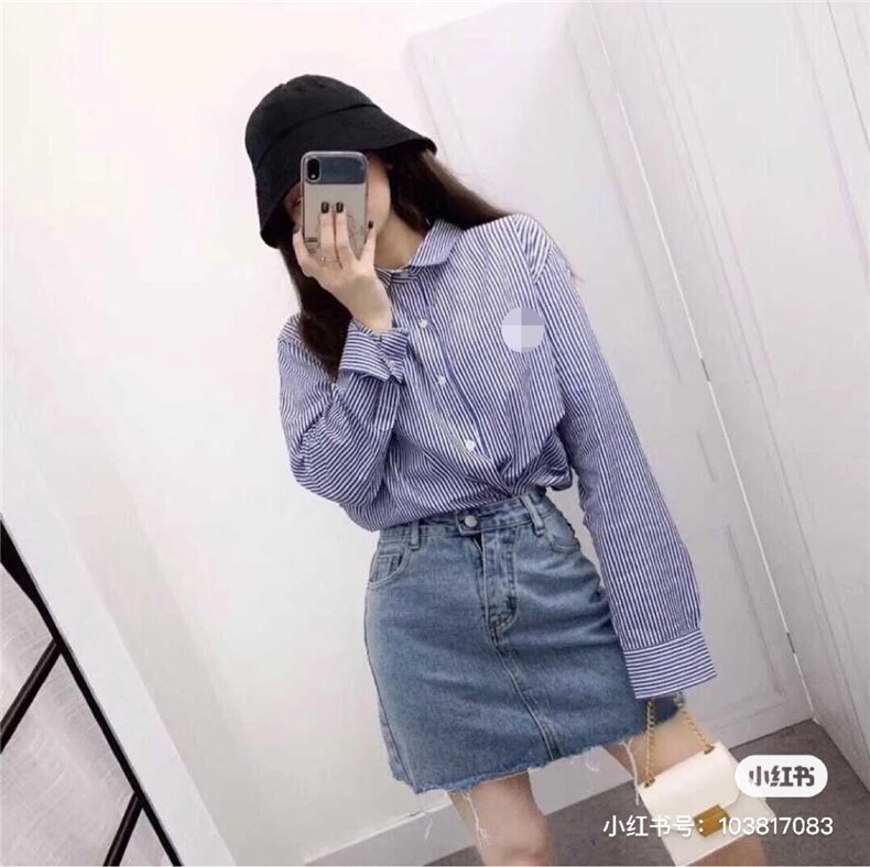 2025年秋季宽松型长袖POLO领开衫条纹衬衣男女同款亲子款，女装衬衫，鄂贝斯羊绒