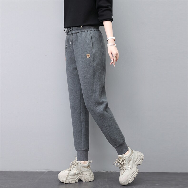 加绒裤子女冬季2023新款卫裤百搭休闲裤加厚秋冬小个子显高运动裤，女装休闲裤，涵誉