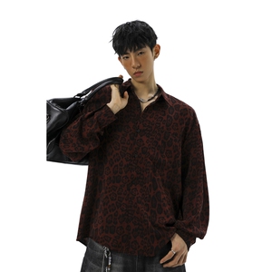 无影墙豹纹长袖衬衫大码M-5XL聚酯纤维衬衫男CS78728P35控58,男装衬衫,星座226-1