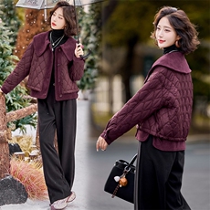【24冬季新品】时尚大翻领减龄棉服外套女~短款棉衣外套女，女装棉衣/棉服，慕依路