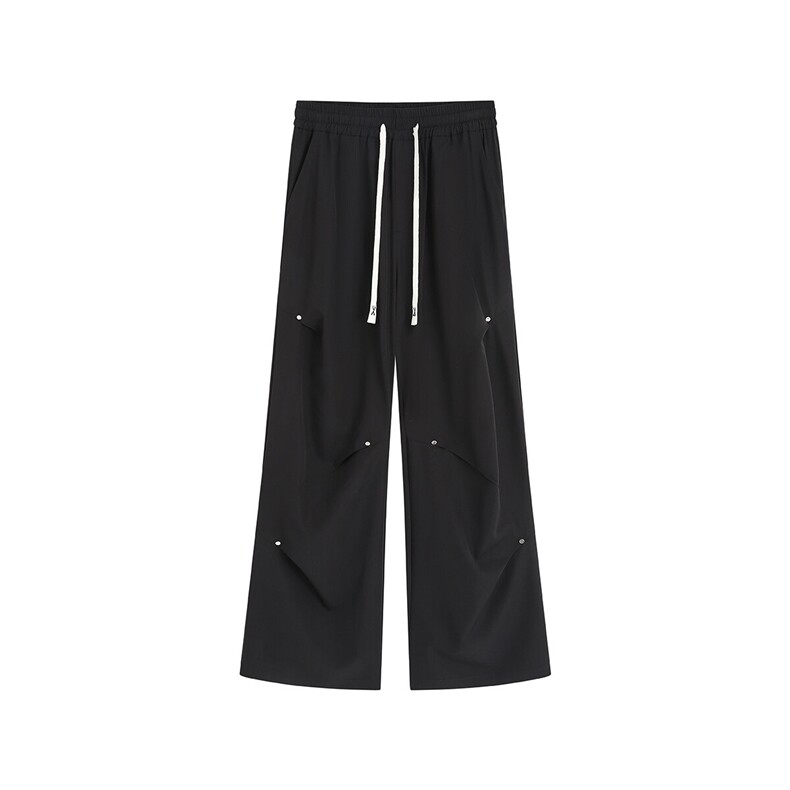 冰丝垂感褶皱铆钉休闲裤 K007平铺92%聚酯纤维8%氨纶(S-2XL)TP25图片