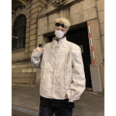 秋季小众高级感立领机车皮衣男宽松短款垫肩美式复古夹克外套潮，男装夹克，星座410-6（原星座1304-1）