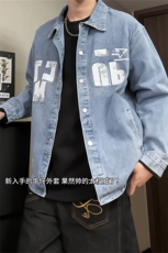 美式街头风牛仔夹克男春秋潮流青少年帅气外套JA685-特价P63，男装夹克，电商A007