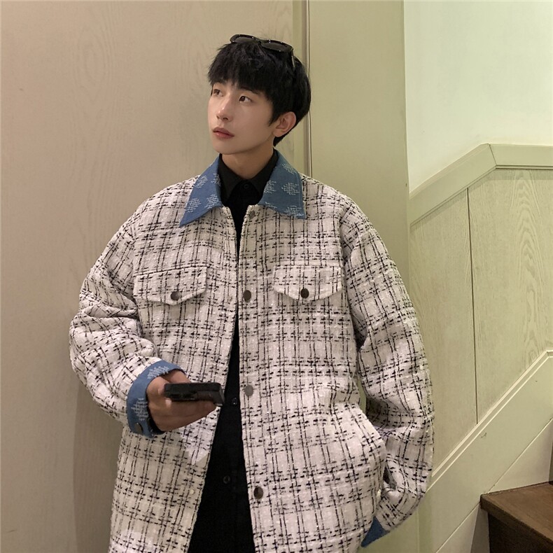 TP75现货小香风拼接牛仔系列小众中性男女夹克外套A170-W315,男装工装外套,电商A170
