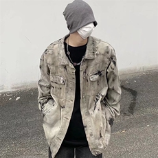 美式扎染牛仔外套男潮ins美式复古春秋oversize高街夹克J824-p68，男装工装外套，星座1008-1