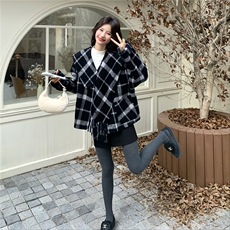 冬装新款格子羊毛外套配围巾2C153-706-P255K358，女装羊绒大衣，2C153