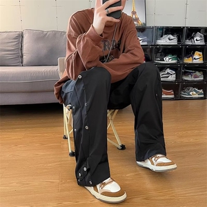 男秋季新款港风休闲裤侧边纽扣K3001P36图片