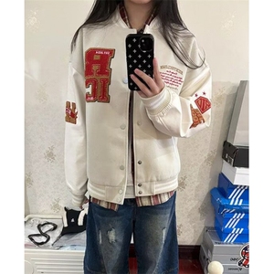 慵懒潮流气质刺绣拼皮棒球服原宿流行ins百搭简约 JWT104图片