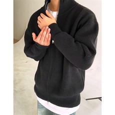 重磅秋冬北极绒双拉链毛衣开衫美式复古休闲慵懒风宽松针织衫外套，男装针织衫/毛衣，电商A486