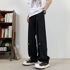 美式高街hiphop冰丝铆钉纽扣冰凉情侣百搭裤K611p55，男装休闲裤，电商D315A