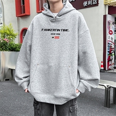 W966-P63M-6XL秋季美式重磅酷丝棉加绒套头连帽拉链卫衣，男装卫衣，星座109-1