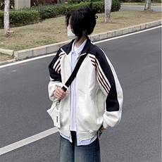 抖音得物高品质美式高街重磅结构织带拼接撞色立领卫衣外套CM41，男装卫衣，电商A486
