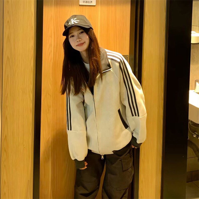 抖音得物高品质 美式高街重磅结构设计拼接织带立领卫衣外套 CM42图片