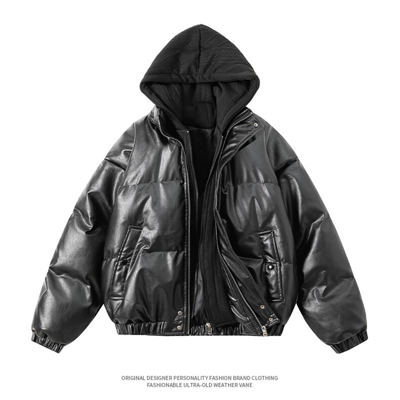 现货假两件pu皮衣棉服外套男冬季新款加厚美式高街棉衣M106-P120,男装皮衣,星座308B-2