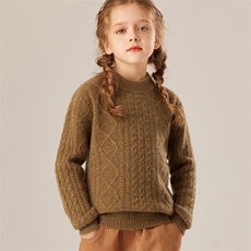 2025秋冬新款女羊绒衫100%纯山羊绒圆领纯色厚款宽松休闲针织套衫，童装儿童羊绒衫，旭泰羊绒