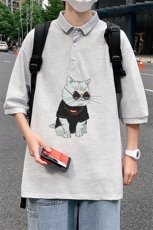PL57044-P35翻领短袖polo衫男大码胖子半袖t恤男有领保罗衫模特，男装Polo衫，电商A040