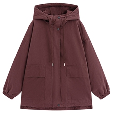 2025年冬季连帽做旧宽松纯色棉衣中长款加绒加厚保暖2590款，女装棉衣/棉服，秋牧寒烟