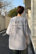 图案已注册夏季浅灰百搭短袖T恤男潮休闲情侣宽松体恤衫D037/P25，男装T恤，电商B209