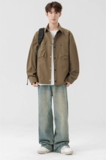 秋季纯色长袖工装衬衣男宽松落肩质感衬衫外套DSA157B-CS4502-P50，男装衬衫，电商A157B