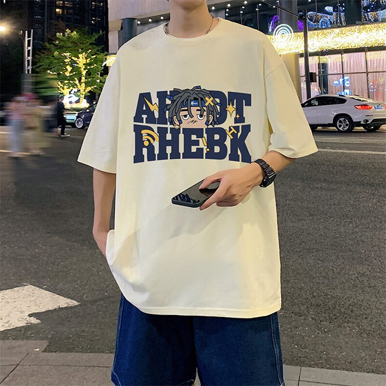 T662立体发泡印花大码宽松纯棉运动圆领体恤衫短袖T恤男重磅T图片
