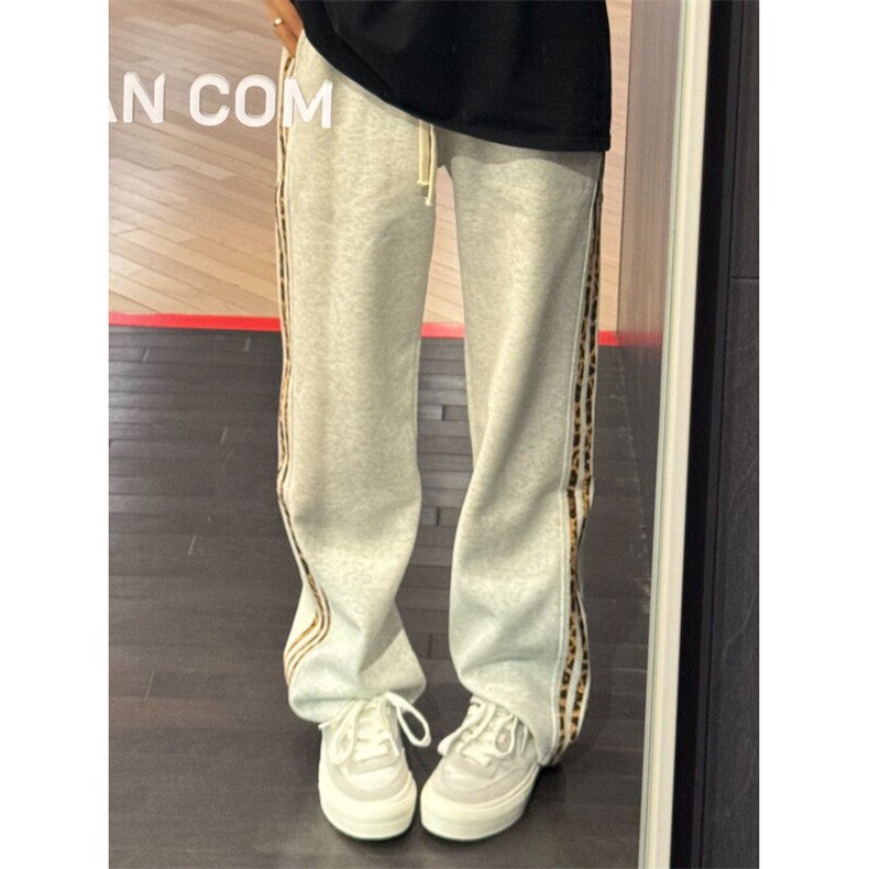 【有货】JRK83CC-特P45加绒豹纹三条杠裤子男加厚条纹卫裤,男装休闲裤,星座1007（原301D）