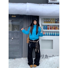 美式小众刀叉印花倒装直筒牛仔裤男女宽松百搭阔腿拖地长裤，男装牛仔裤，四季星座505