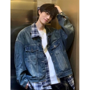 春秋假两件牛仔夹克男士高街宽松水洗外套男时尚上衣 JK8624图片