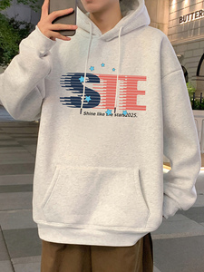 CM119卫衣男秋冬新款休闲美式外套ins宽松重磅纯棉大码长袖帽衫图片