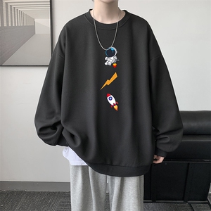 华夫格卫衣圆领卫衣男大码长袖t恤男外套 HW76165-P30加绒款-P40图片