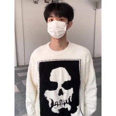 【有货】7138HH-特P50水貂绒骷髅头毛衣男圆领针织衫外套秋冬季，男装针织衫/毛衣，星座1007（原301D）