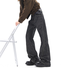 01春季新款黑灰色高腰窄版阔腿微喇牛仔裤XZ211-1-K2611-P50，男装牛仔裤，星座211-1