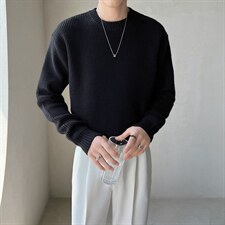 2026秋冬华夫格高级感轻熟百搭纯色毛衣圆领打底衫M60/P65特控95，男装T恤，电商A243