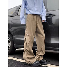 港风春夏款男休闲裤工装织带褶皱抽绳冲锋裤H8014P48，男装休闲裤，星座1013-1