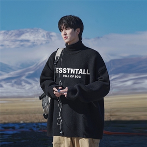 新疆山系字母印花时尚宽松百搭可翻高领毛衣A247-M1203特批45控78图片