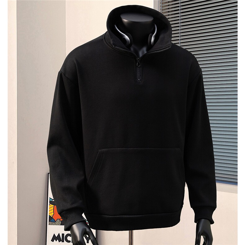 重磅半拉链立领卫衣男秋季潮牌纯色简约宽松大码痞帅学生上衣外套，男装Polo衫，星座227-7