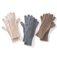 2025年新款百搭麻花提花双股加厚保暖分指手套，手套，思琳羊绒