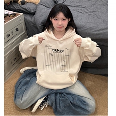 美式连帽卫衣复古慵懒新款印花小众外套上衣D328-ZY011-P65，女装卫衣/绒衫，电商D328