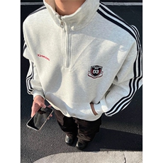 抖音得物美式全棉三条杠立领卫衣半拉链外套印花卫衣A2901，女装短外套，电商A443