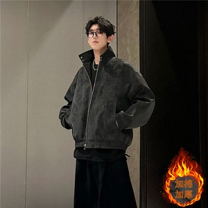 网图 扎染pu立领皮加棉夹克情侣棉服外套男 H2506-1加棉特P73图片
