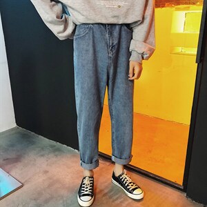 直筒牛仔裤男宽松ins秋季韩版休闲裤痞帅潮牌坠感阔腿裤子808-p35,男装牛仔裤,星座1008-2