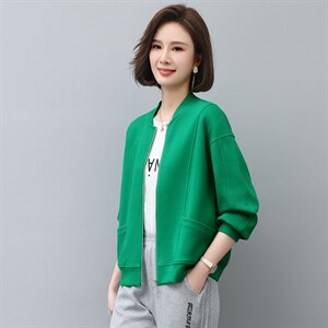 2022年秋季新款短外套女士短款韩版宽松显瘦棒球服女拉链开衫图片