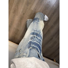 美式复古阔腿牛仔裤男女春秋季新款高腰微喇拖地裤子LV88077-P48，男装牛仔裤，星座1008