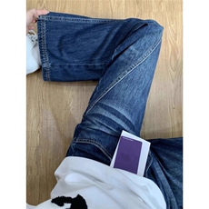 美式复古弯刀牛仔裤阔腿女宽松直筒新款显瘦高腰拖地裤L25166-P48，男装牛仔裤，星座1008