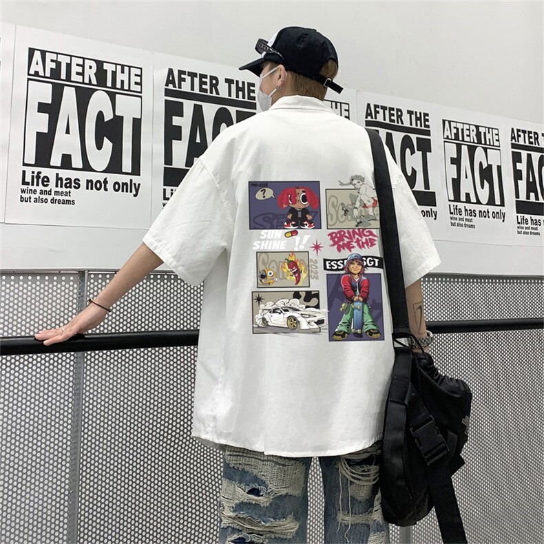 DSA028-MDS2325夏季新款港风百搭潮流印花短袖衬衫男,男装T恤,电商A028