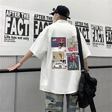 DSA028-MDS2325夏季新款港风百搭潮流印花短袖衬衫男，男装T恤，电商A028