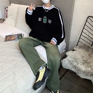 中性风春秋季新款印花套头卫衣宽松外套2024港风男款上衣W076-P35图片