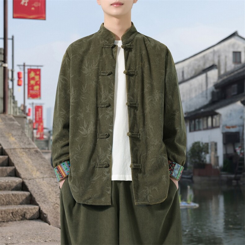 男士衬衫外套灯芯绒夹克盘扣立领风 XZ1512-2511-P55图片