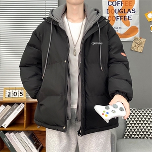 大货到仓！2022港风情侣棉衣男女假两件连帽棉服WT08图片