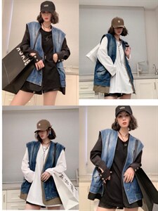 拼布牛仔马甲,女装马甲,可纳奇