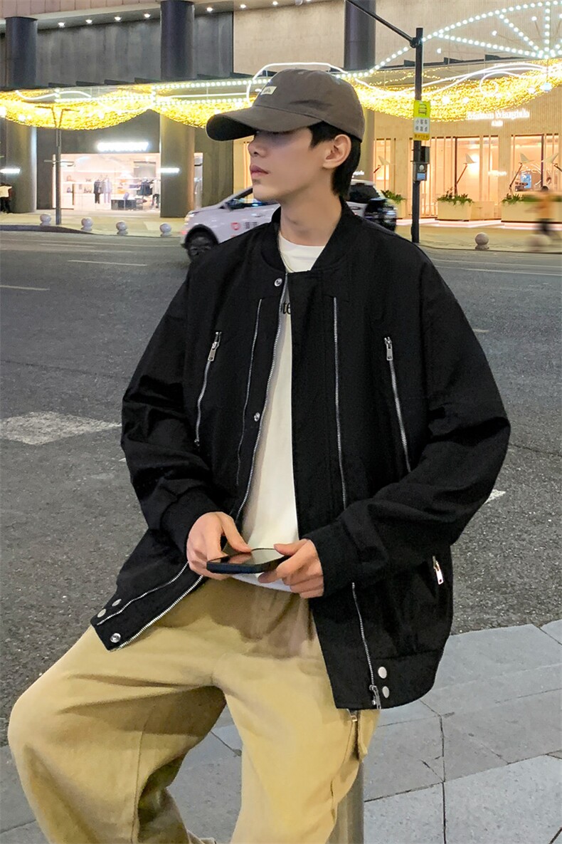棒球领宽松夹克男DSA157B-J220-P60,男装夹克,电商A157B